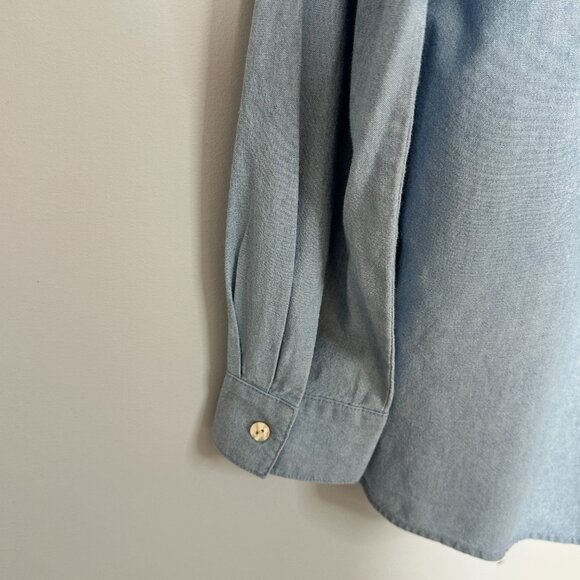 J. Jill Chambray Button Down Size Small Pocket 100% Cotton Long Sleeve Collared - Picture 9 of 9